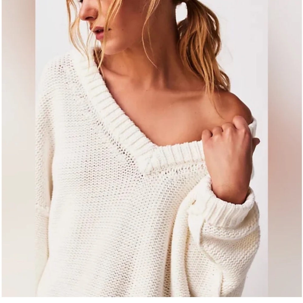 Free People Alli V-Neck Sweater/Optic Whitey6